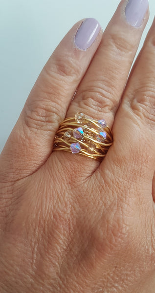 טבעת סילסולים סברובסקי בזהב