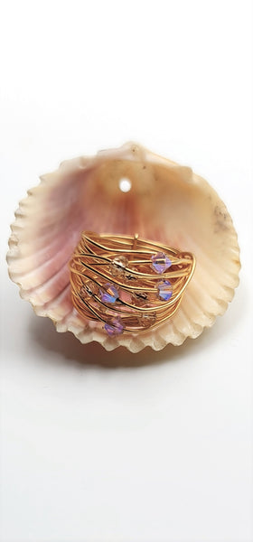 טבעת סילסולים סברובסקי בזהב